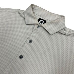 Footjoy Golf Polo Shirt Men's Large Gray White Diamond‎ Geometric Performance